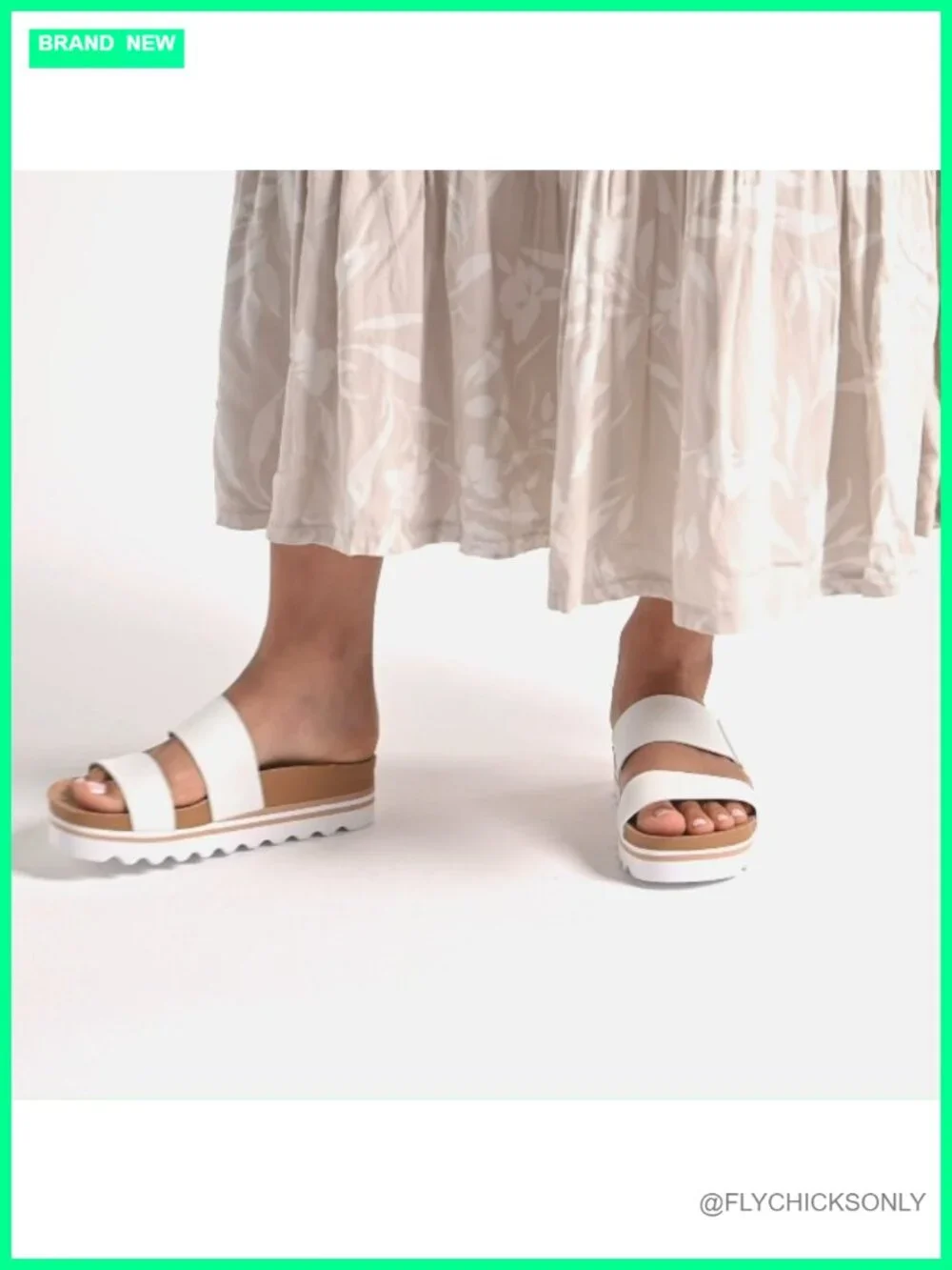 Vegan Leather Platform Slide Sandals with Arch Support and Cushion Footbed